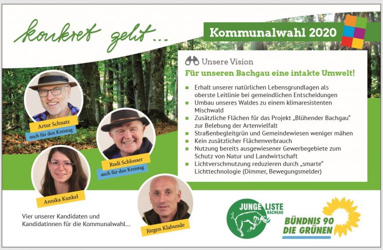 Vorstellung unserer Kandidaten und Kandidatinnen zum Thema: Für unseren Bachgau eine intakte Umwelt!