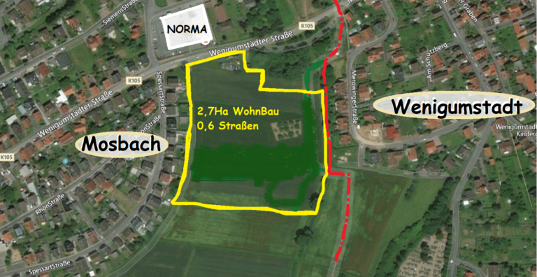 Neues Wohnbaugebiet zwischen Mosbach und Wenigumstadt geplant