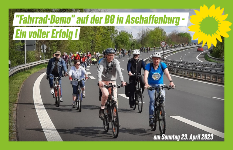 Fahrrad-Demo für ein besseres Radwegenetz – mehr als 500 Teilnehmer*innen auf der B8 von Aschaffenburg nach Mainaschaff
