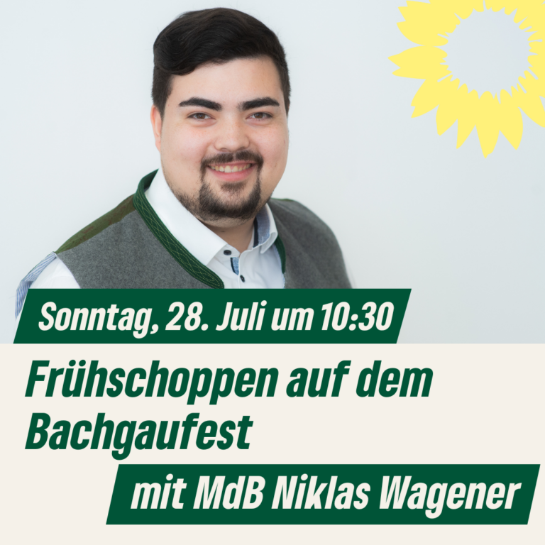 Grüner Bundestagsabgeordneter Niklas Wagener kommt auf das Bachgaufest