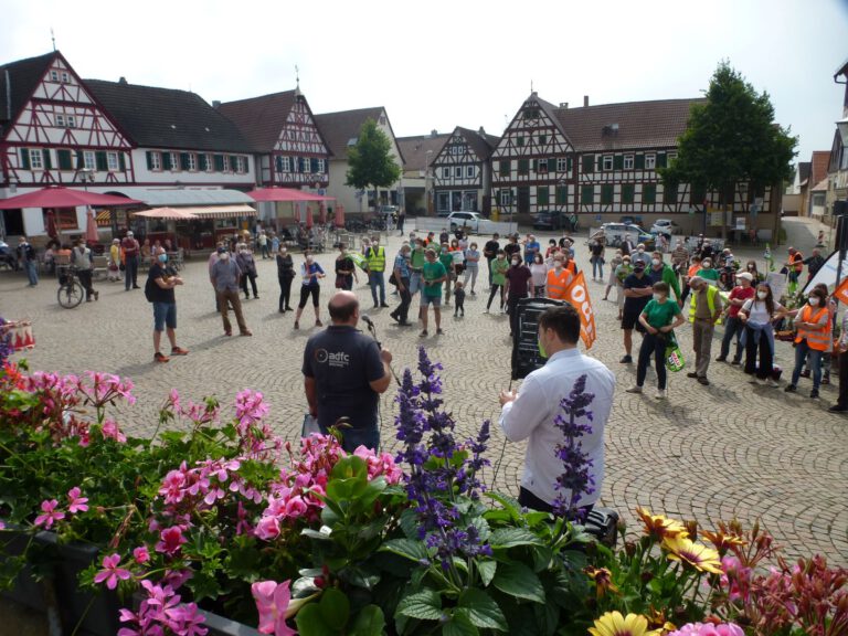 Kundgebung gegen den Ausbau der B469,  Marktplatz in Großostheim